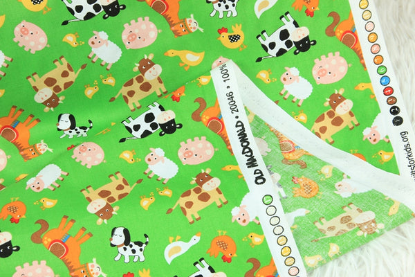 Tela de Algodón Estilo Nórdico con Estampado Animal para Proyectos DIY