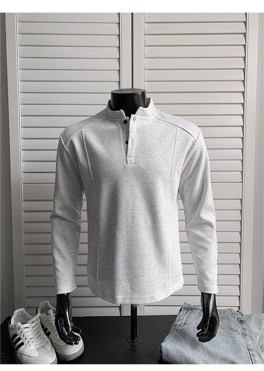 Suéter Polo de Cuello Alto con Parches y Manga Larga para Hombre - Image 8