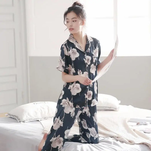 Pijamas de Seda para Parejas - Manga Larga Fresca y Cómoda - Image 19