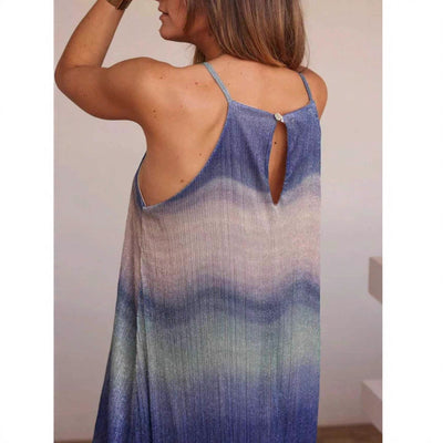 Vestido Bohemio Strapless Degradado Tie-Dye para Playa y Vacaciones - Image 3