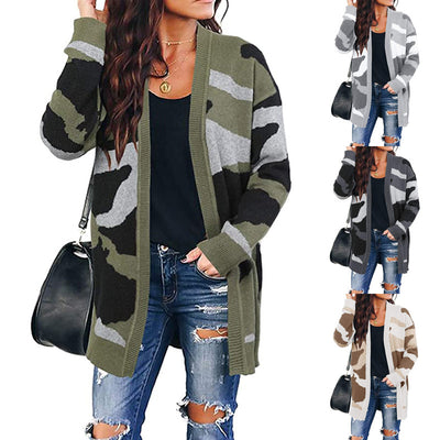 Cardigan Tejido Camuflaje Largo para Mujer - Image 11