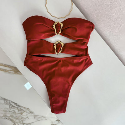 Traje de Baño Enterizo Elegante de Color Sólido para Mujer - Image 4