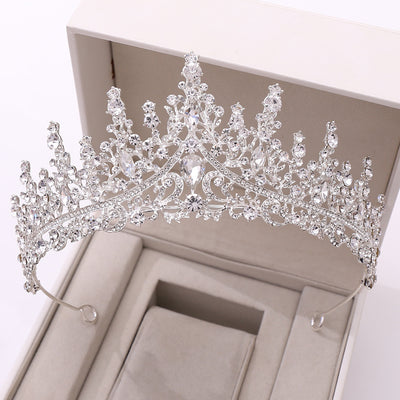 Conjunto de Tiara Corona Nupcial con Collar de Cadena - Image 11