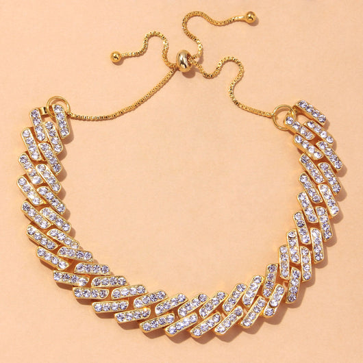 Tobillera Cubana Cuadrada Ajustable con Diamantes y Cierre Deslizante - Image 10