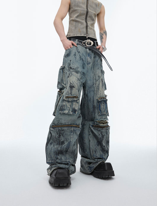 Jeans Artesanales Multibolsillos con Detalles Desgastados - Image 18