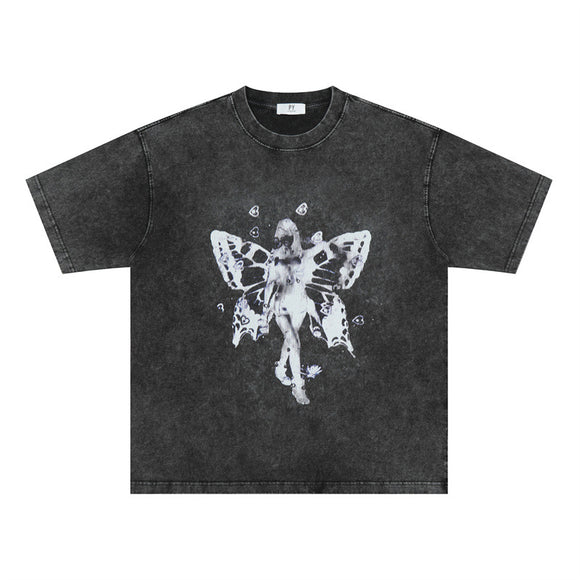 Camiseta Retro Vintage Estampada Holgada Unisex