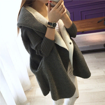 Cardigan Holgado de Lana de Cordero Talla Grande - Image 3