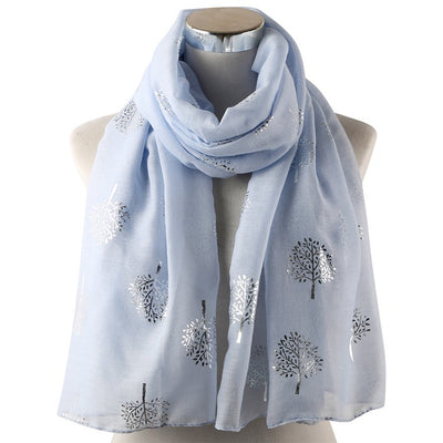 Pañuelo Estampado Plateado Árbol de Alcanfor - Diseño Europeo Moderno para Mujer - Image 16