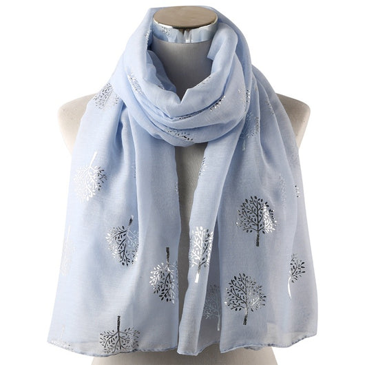 Pañuelo Estampado Plateado Árbol de Alcanfor - Diseño Europeo Moderno para Mujer - Image 16