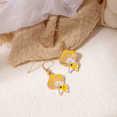 Aretes Colgantes Tres Hongos Dorados para Mujer - Diseño Trendy y Dulce - Image 31