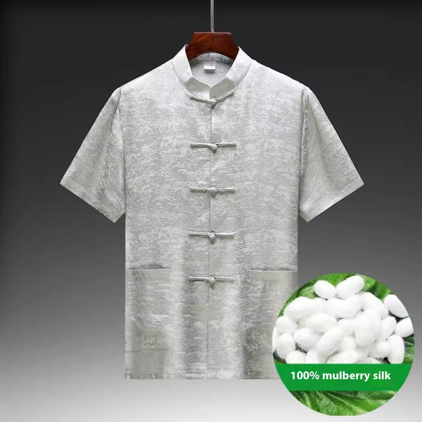 Traje Tang de Seda Mulberry para Hombre - Elegancia Tradicional China
