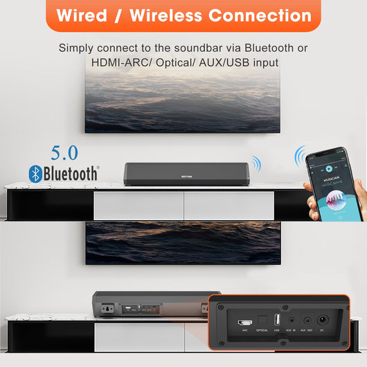 Barra de Sonido Inalámbrica para TV 40W de Alta Potencia