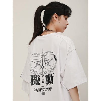 Camiseta Suelta Casual con Estampado de Viento - Manga Corta Funcional - Image 3