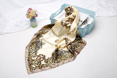Pañuelo Cuadrado Estampado Leopardo Estilo Europeo - Image 34