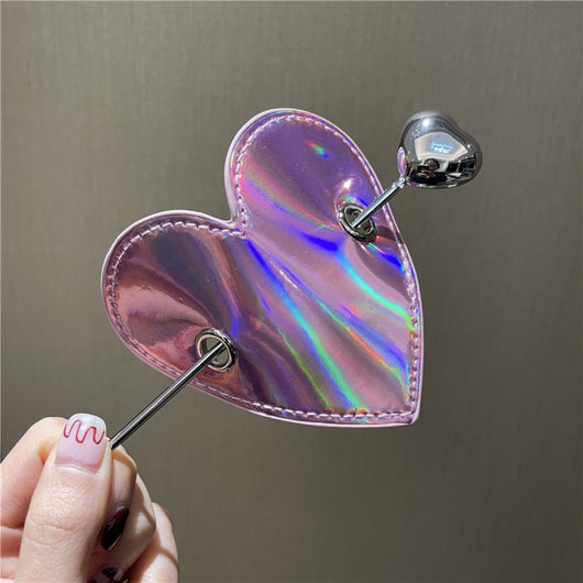Pasador de Cabello de Cuero con Lentejuelas y Corazón Brillante - Image 12