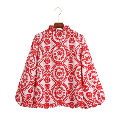 Blusa Larga Bordada Estilo Europeo Americano para Mujer - Image 6