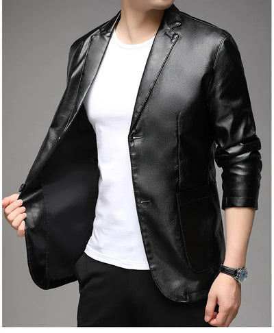 Chaqueta de Cuero PU Casual para Hombre Joven y Adulto - Image 12