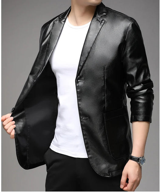 Chaqueta de Cuero PU Casual para Hombre Joven y Adulto - Image 12