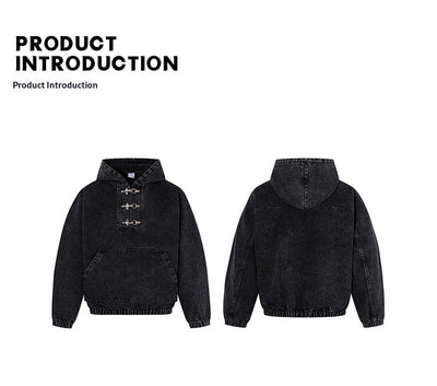Sudadera Negra para Hombre con Lavado Desgastado y Detalles de Cierre de Langosta - Image 7