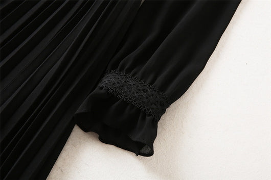 Vestido Plisado de Encaje Reforzado Largo Medio - Image 17