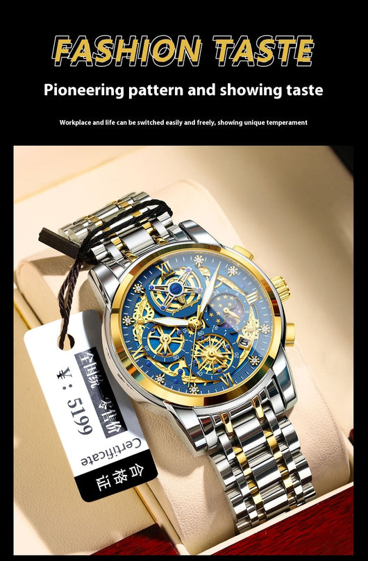 Reloj de Lujo Resistente al Agua con Diseño Calado y Esfera Extragrande - Image 16