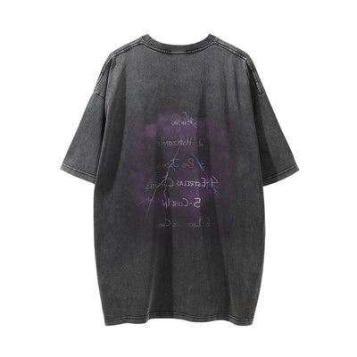 Camiseta Estampada Estilo Europeo Americana para Hombre con Lavado Vintage - Image 2