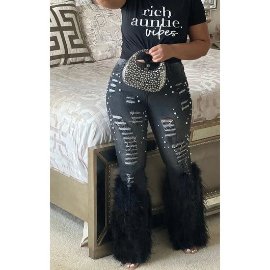Jeans Stretch Rasgados con Detalles de Perlas - Image 11