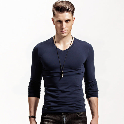 Playera Manga Larga Cuello V para Hombre - Image 18