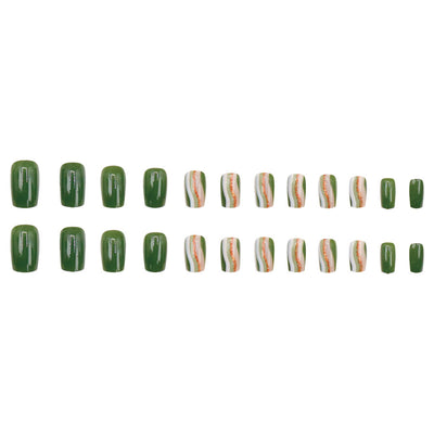 Stickers de Uñas Líneas Corrugadas Verde Militar - Image 5
