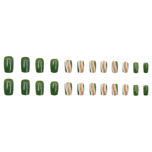 Stickers de Uñas Líneas Corrugadas Verde Militar - Image 5