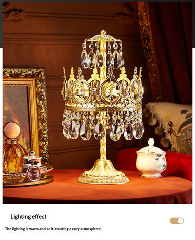 Lámpara de Mesa Vintage Mesita de Noche Latón y Cristal Estilo Rústico - Image 9