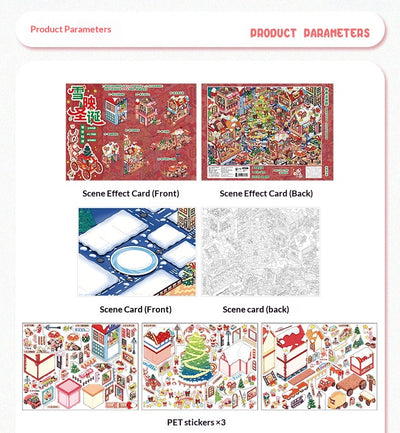 Pegatinas 3D Pueblo Navideño - Escenas Miniatura para Diarios y Scrapbooking - Image 13