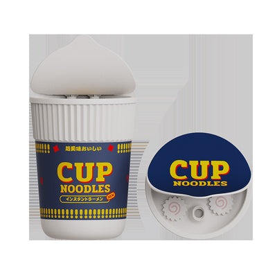 White and blue cup noodle shaped USB humidifier with a removable lid, ideal for desktop or bedroom use. - Image 4