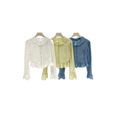 Blusa Coreana de Manga Larga con Cuello Volante - Diseño Rejuvenecedor - Image 9