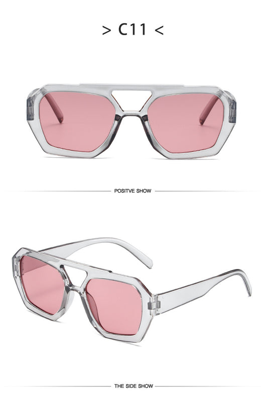 Minimalist square fashion sunglasses with a tortoiseshell frame and light brown lenses, angled view. - Image 34