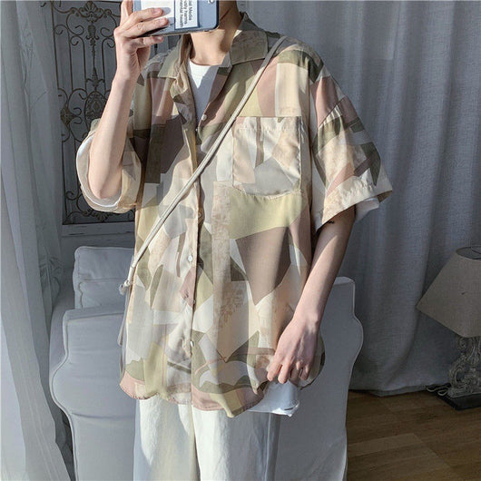 Camisa Suelta de Manga Corta para Hombre - Tela Ligera - Image 8