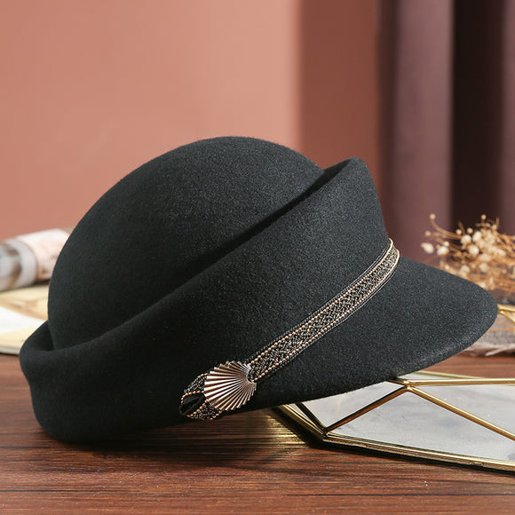 Gorra Militar de Lana con Visera Plana - Estilo Casual