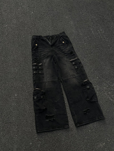 Pantalones Vaqueros Vintage Oversized con Bolsillos Grandes - Image 4