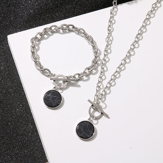 Conjunto de Pulsera y Collar con Detalles de Mármol - Image 4