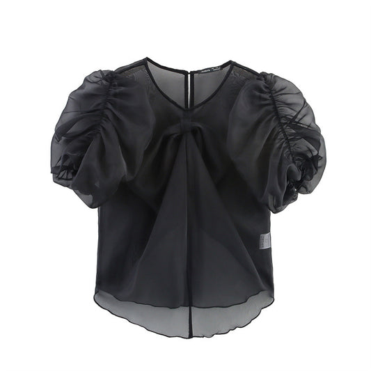 Blusa con Mangas Globo y Detalle de Moño Diseño Exclusivo