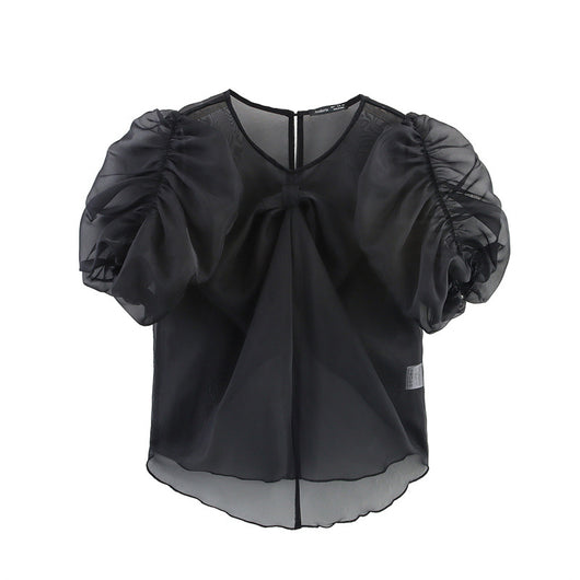 Blusa con Mangas Globo y Detalle de Moño Diseño Exclusivo
