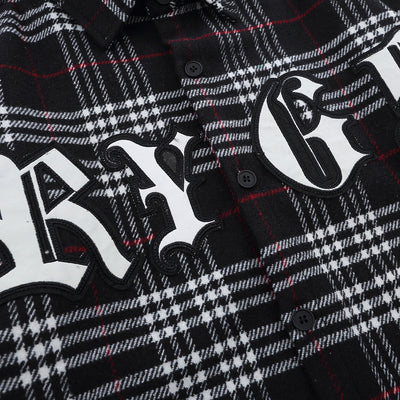 Camisa Cuadriculada con Bordado de Letras para Hombre - Image 3
