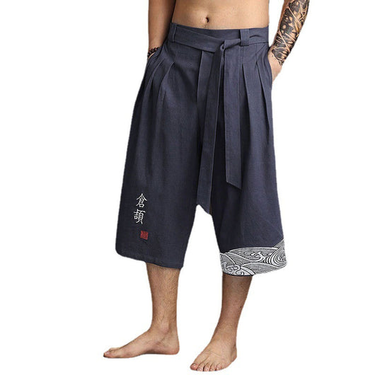 Pantalones Anchos Estilo Chino para Hombre en Algodón y Lino - Image 3
