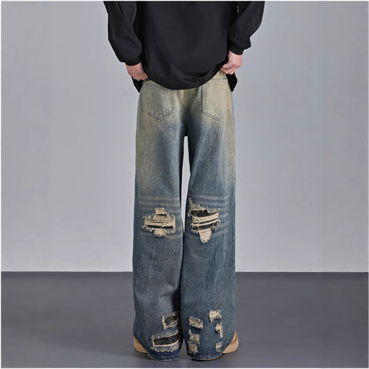 Pantalones Vaqueros Rotos Camuflaje Estilo Urbano Americano para Hombre - Image 2