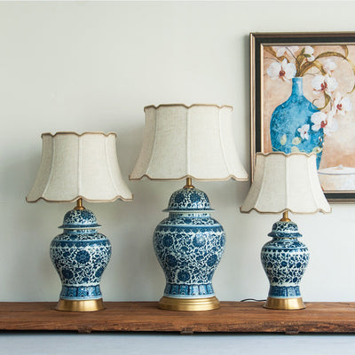 Lámpara de Mesita Porcelana Azul y Blanco Estilo Chino para Dormitorio - Image 4