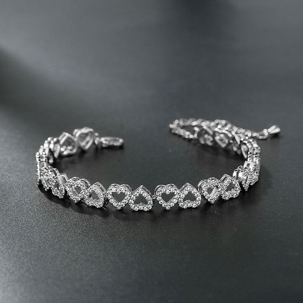 Pulsera de Diamantes para Niña con Corazón Completo de Brillantes