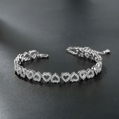 Pulsera de Diamantes para Niña con Corazón Completo de Brillantes