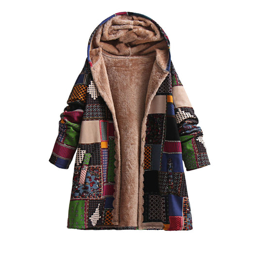 Chaqueta Acolchada Étnica de Algodón y Lino con Capucha - Estilo Europeo - Image 2