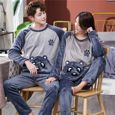 Pijama de Pareja en Felpa Coral para Primavera, Otoño e Invierno - Image 2