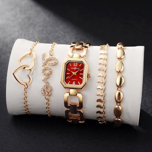Reloj Cuadrado Elegante para Mujer con Pulsera Corazón - Image 7